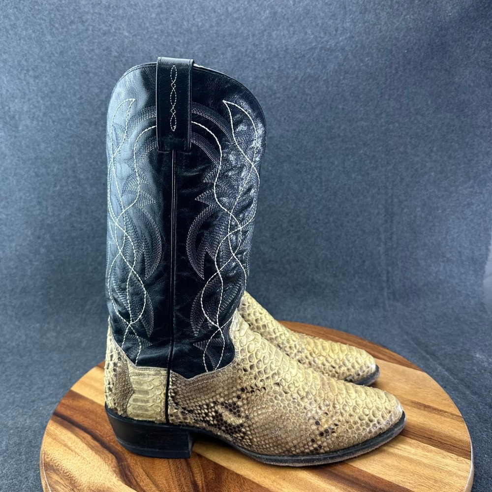 Dan Post Genuine Python Snakeskin Western Boots Black DP3036 Size 10 D